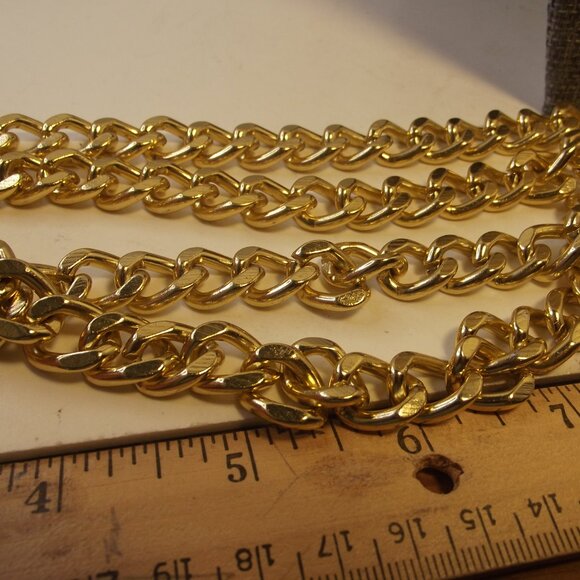 Necklace - Double Strand Gold Tone Curb Chain - Picture 6 of 6